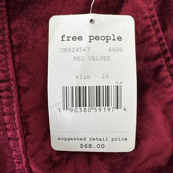 Free People Skirt Womens 26 Red Velvet High Waist Mini OB824567 New - Picture 4 of 11